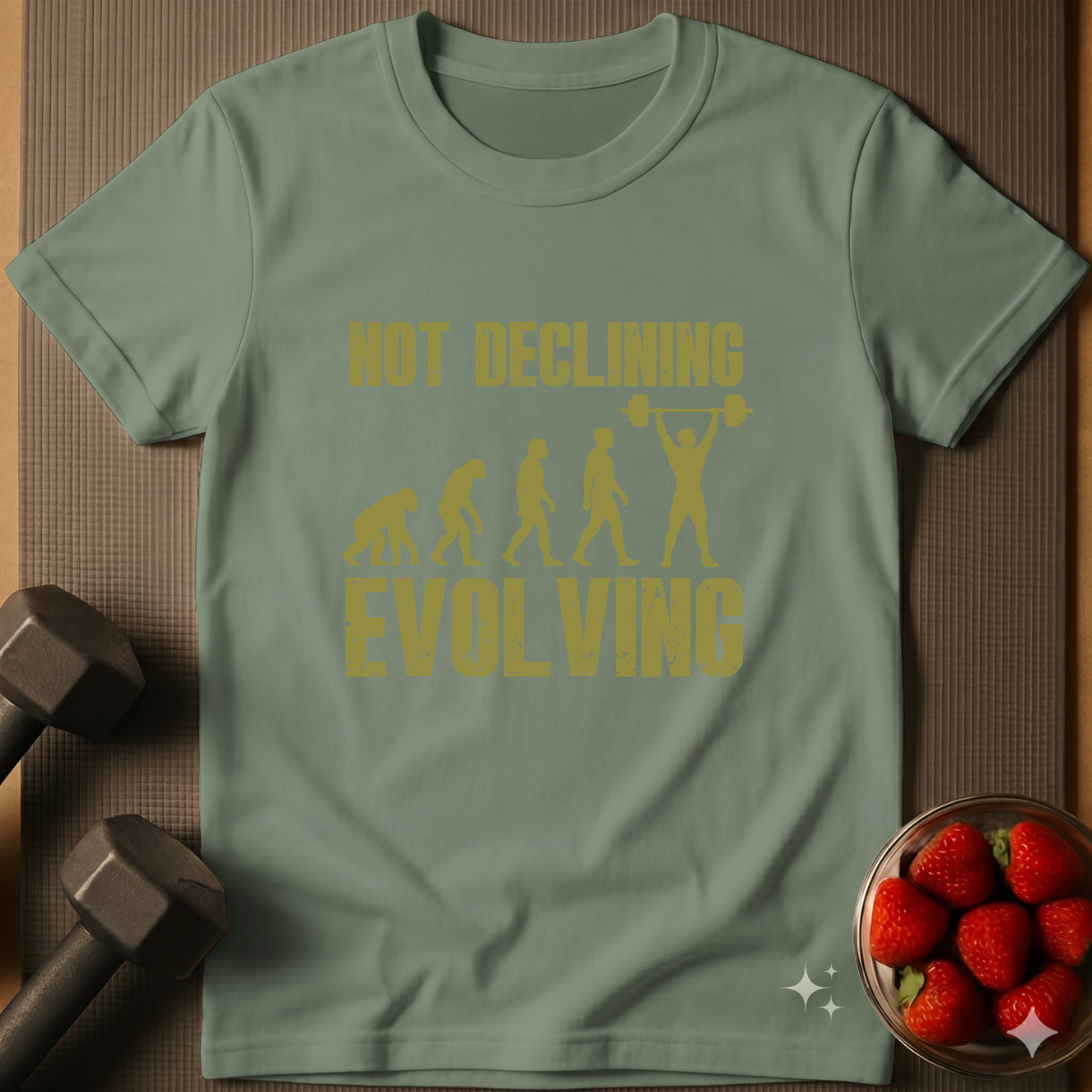 Not Declining. Evolving. – Fitness Evolution T-Shirt