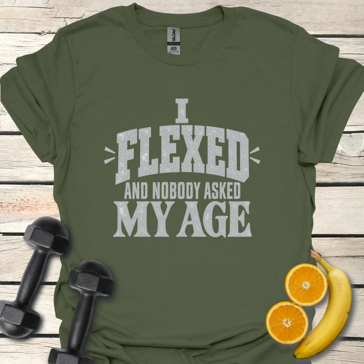 I Flexed and Nobody Asked My Age Typography T-Shirt – Gym Tee 40+
