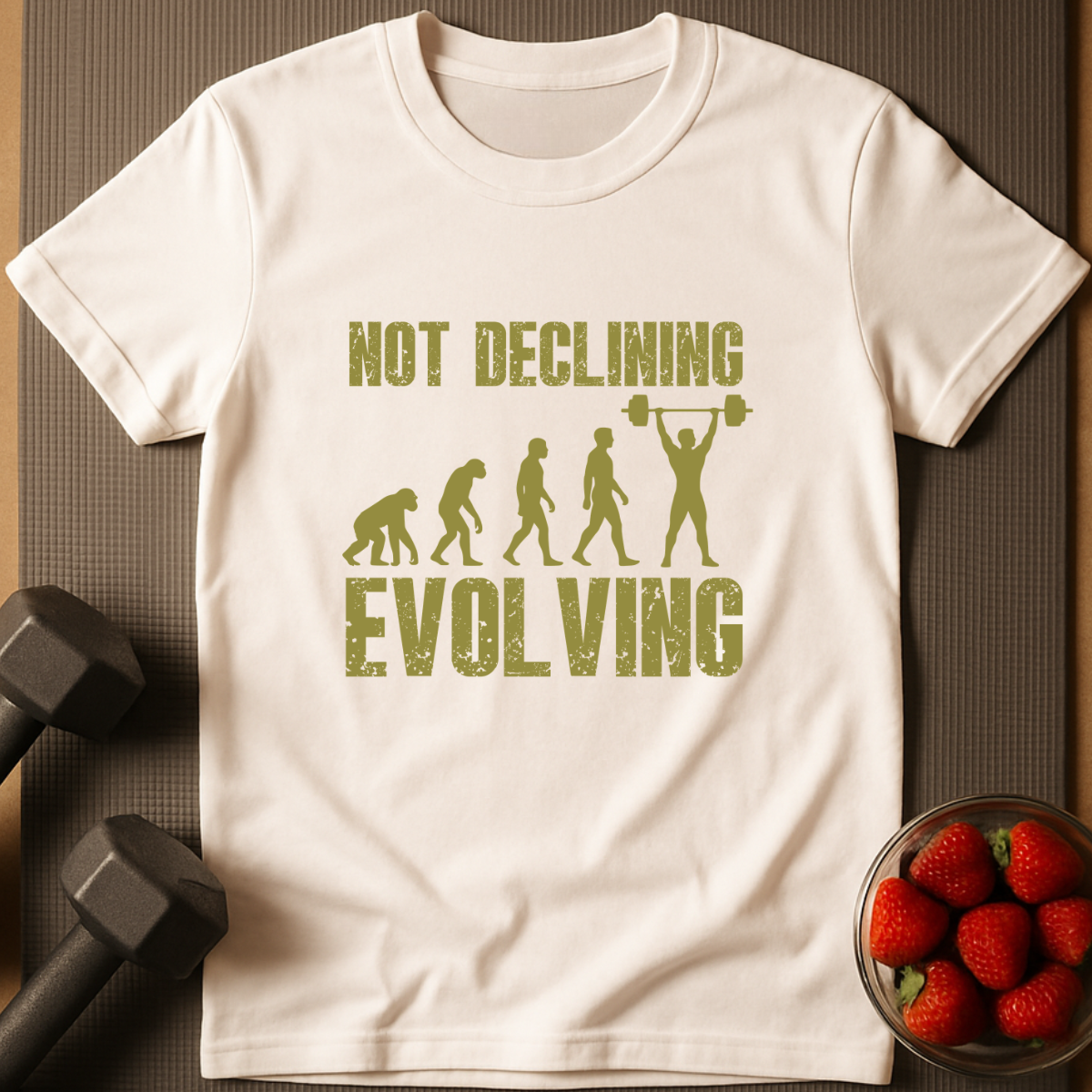 Not Declining. Evolving. – Fitness Evolution T-Shirt