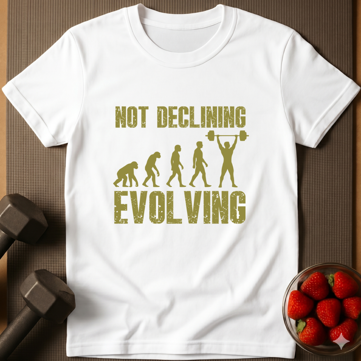 Not Declining. Evolving. – Fitness Evolution T-Shirt