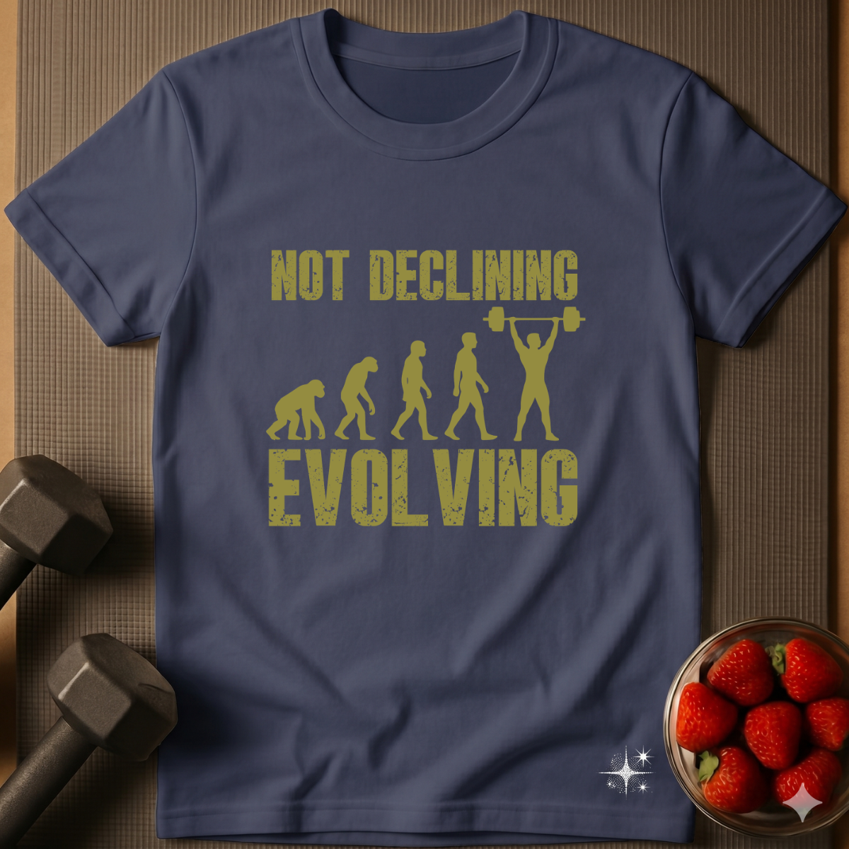 Not Declining. Evolving. – Fitness Evolution T-Shirt